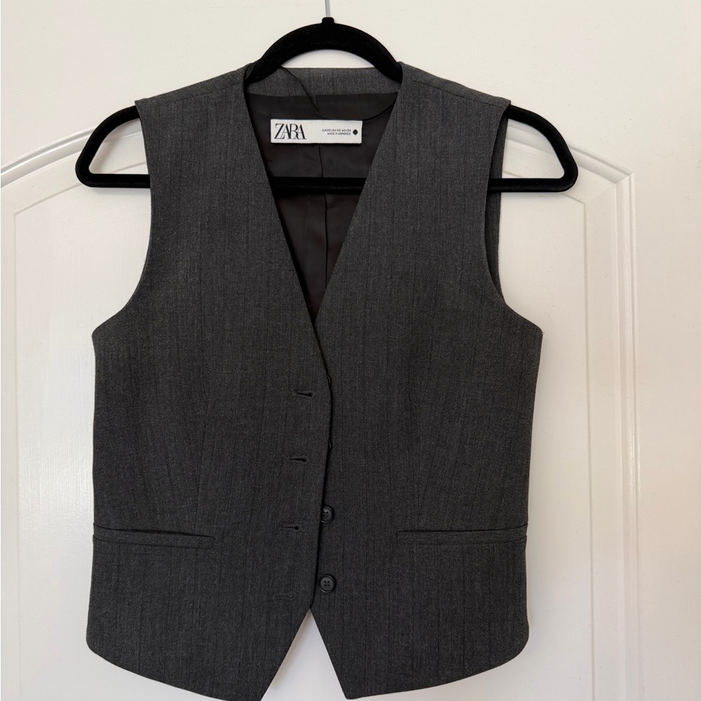 ZARA Womens Dark Gray Tailored Vest